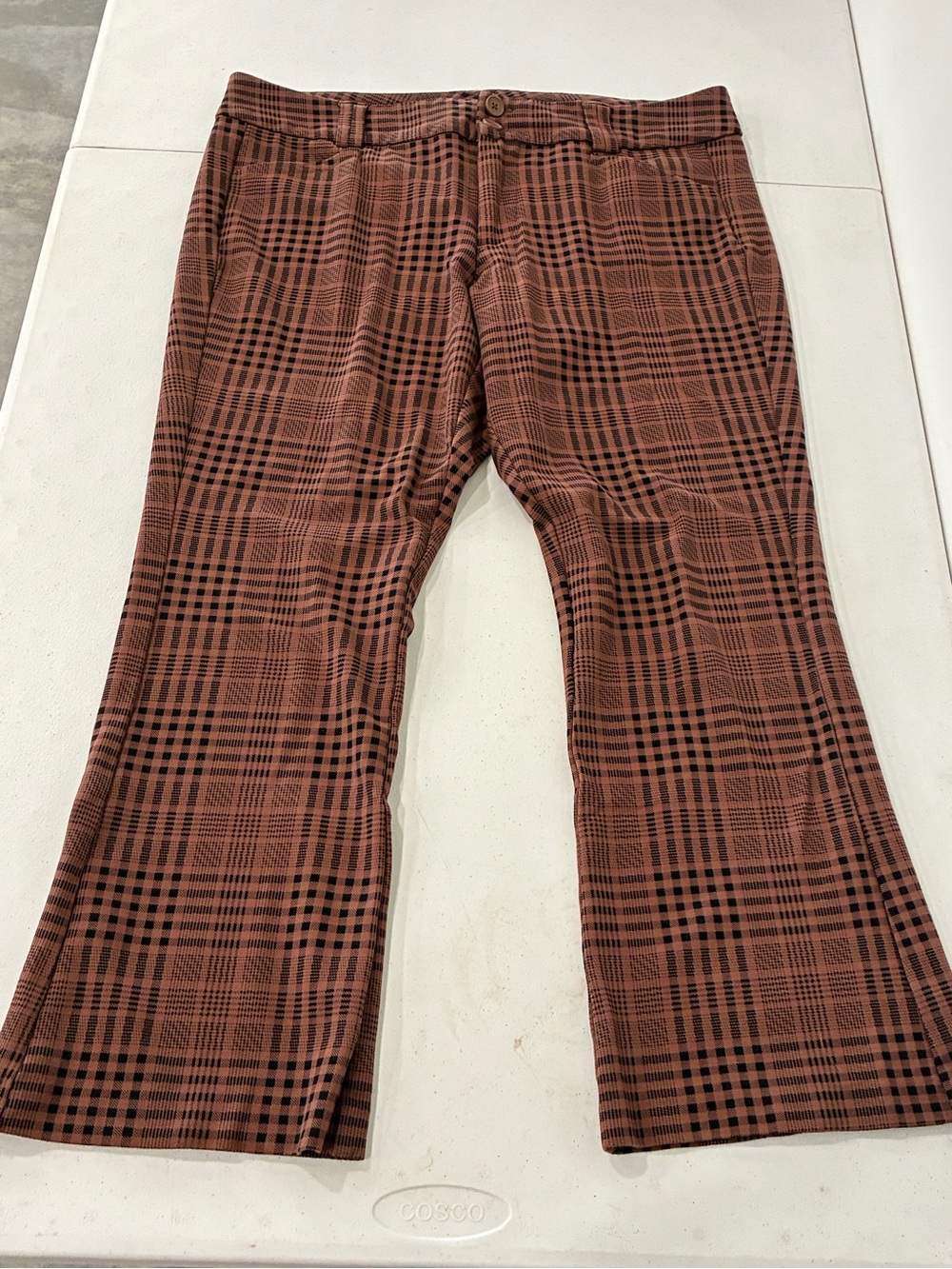 Studio by Torrid Plaid Wide Leg Trouser Pants Brown Black Size 16R EUC